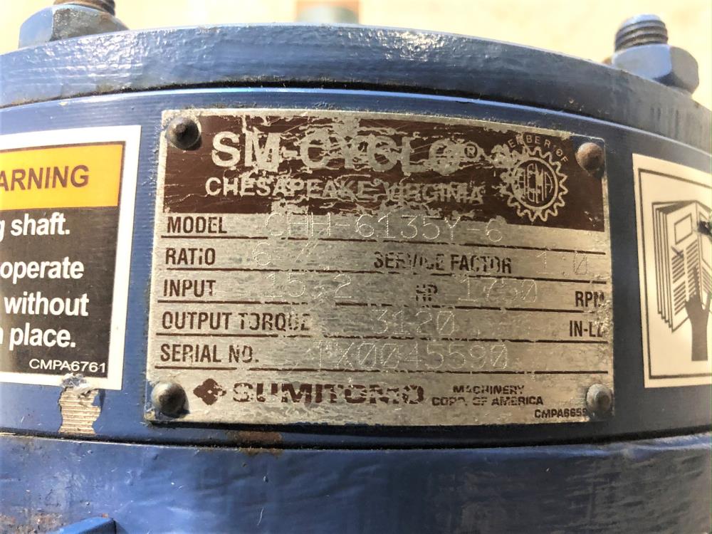 Sumitomo SM-CYCLO Gear Reducer, Model# CHH-6135Y-6, Ratio: 6